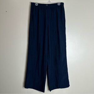 J. Crew Stratus Pant in Textured Satin Navy Blue size Medium Petite MP